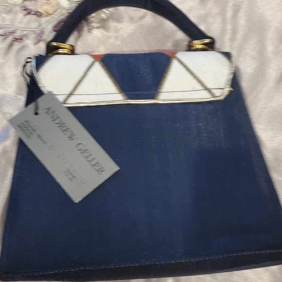 Andrew Geller Red Black and White formal shoes & handbag w/strap set - Picture 8 of 16